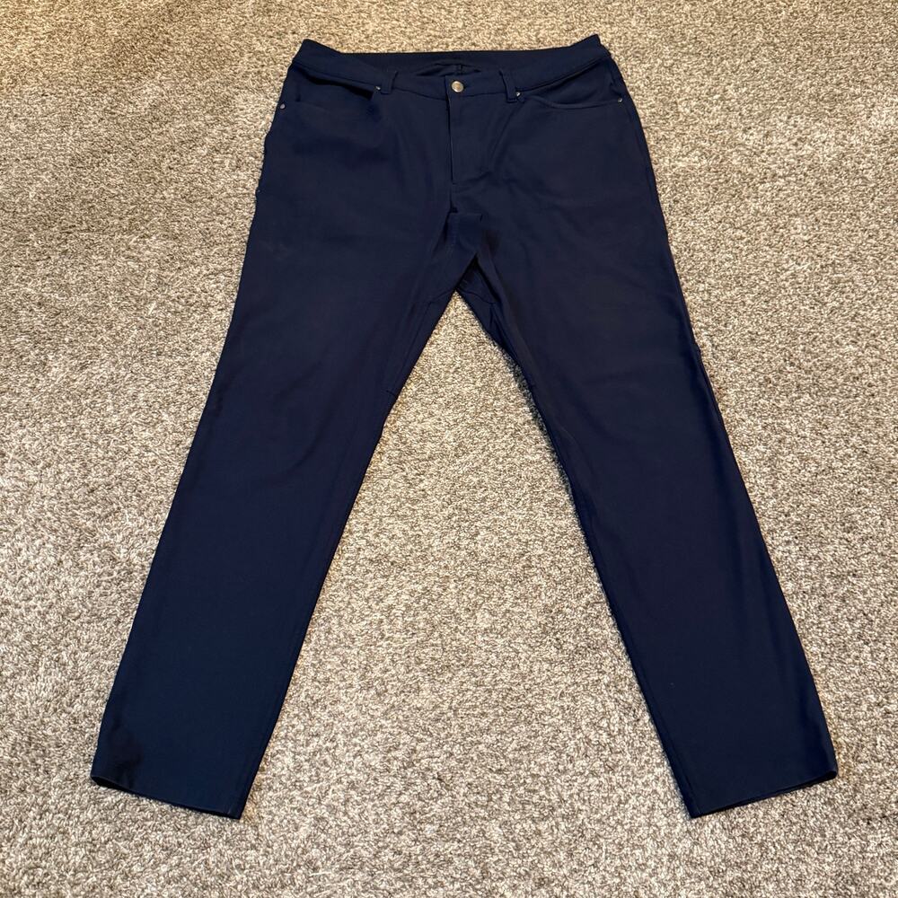 Lululemon ABC Slim Fit 5 Pocket Pant Mens 34x30 Navy Stretch Commuter
